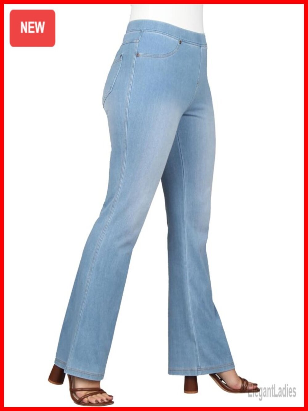 4-Way Stretch Flare Jean Jeggings, Cotton Blend, Mid Rise, Pull On